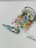 Glitter para Unhas Lantejoulas Quadradas Tamanho Misto Flocos de Glitter Quadrados Laser Colorido Pó de Glitter