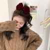 Ano Novo de veludo vermelho grande arco gancho de cabelo top clipe hairpin feminino de volta cabeça franja clipe cocar Ano Novo acessórios para o cabelo