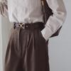 Abrigo Estilo Retro Cinturón Delgado Decorativo de Metal para Faldas de Mujer Cinturón de Piel de Vaca Genuina para Pantalones de Traje de Negocios
