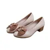 Zapatos Mules para Mujer Estilo Francés Brisa Nocturna con Tacón Grueso, Nuevos Otoño 2025 Versátiles Suela Suave Estilo Suave con Lazo