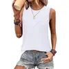 Chaleco de Verano para Mujer Amazon 2025 Estilo Europeo y Americano Holgado Cuello Redondo Color Sólido Casual Top sin Mangas Camiseta