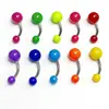 Directo de Fábrica Transfronterizo 10 Colores Anillo de Ombligo de Acrílico Acero Inoxidable Europeo y Americano Amazon Spot Joyería para Piercing Corporal