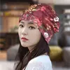 Sombrero de Mujer Baotou Sombrero de Primavera y Otoño Delgado Sombrero Turbante de Encaje de Moda Gorro de Aire Acondicionado de Felpa Pullover Transpirable Gorro de Noche de Postparto Invierno