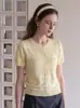 Cárdigan de Ganchillo Hueco Amarillo de Manga Corta Tejido para Mujer, Estilo Coreano de Verano, Único y Hermoso, Top Delgado y Adelgazante