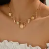 Collar Mínimalista Transfronterizo Ins con Cadena de Metal y Múltiples Colgantes con Diseño de Moda Único Cadena para Clavícula de Estrella y Luna