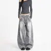Jeans Lktm para Hombre Estilo Retro Americano Lavado Gris Ahumado Scimitar para Hombres y Mujeres Silueta Amplia Pantalones Holgados