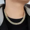 Europa e Estados Unidos transfronteiriço 12mm corrente cubana de diamante criptografia totalmente cravejada alta qualidade masculina hip-hop tendência colar em estoque atacado