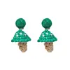 Pendientes de Hongo de Rafia Hechos a Mano de Venta Caliente Transfronteriza, Pendientes de Moda y de Alta Gama, Pendientes de Estilo Bohemio