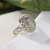 Anillo de Plata S925 de Plata de Ley Yilu Jade Hetian Jade de Agua Clara Personalidad Vintage Filigrana Mariposa Hueco Cabujón Anillo de Plata