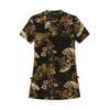2025 Estilo Chinês Estampado Gola Vintage Fivela Top Elegante Aparência Slim Estilo Ocidental Verão Feminino Feminino Slim Plaquete Fino Tendência