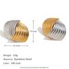 Brincos pequenos de design de nicho de personalidade europeia e americana, banhados a aço inoxidável, brincos de cruz listrados em leque geométrico de ouro 18K