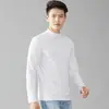 Camiseta de manga larga con cuello medio para hombre, cuello alto, ropa interior, top casual de otoño, camiseta para llevar debajo, ropa para hombre