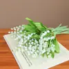 Ramo de Flores Artificiales de Muguete Decoración de Escena Muguete Realista de Goma Suave de Alta Gama Flores para Bodas Flores Falsas para Bodas