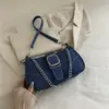 Elegante bolso de lona para mujer, nueva colección 2026, moda nicho de otoño, bolso cruzado con cadena, bolso de hombro y bolso de axila