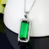 Collar con Colgante Yihua Diamante Esmeralda Chapado en Platino Color 18K Turmalina Verde Color Diamante Verde Tesoro Cristal