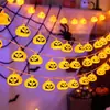 Luces de Cadena de Calabaza LED Transfronterizas, Luces de Cadena de Esqueleto Fantasma para Halloween, Luces Decorativas de Araña Murciélago para Festividades, Luces de Colores