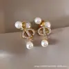 Brincos de Borla Geométrica de Pérola Agulha de Prata, Luxo Leve, High-End, Brincos Elegantes, Brincos Modernos e Versáteis, Brincos de Design