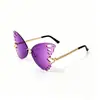 Gafas de Sol de Diamante Huecas con Marco Grande Mariposa Sin Marco Ins Moda Femenina Gafas de Sol de Moda Europea y Americana Gafas de Sol para Sesión de Fotos Callejeras