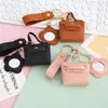 Colgante de Almacenamiento para Bolso Pequeño Estilo Coreano con Espejo Bolsa para Auriculares Llavero Colgante Bolso Mini de Piel Sintética Llavero