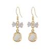 Aretes de Ojo de Gato de Lazo Plateado Aretes de Temperamento Aretes de Aro en forma de C Moda Cara Delgada Aretes de Tuerca para Oreja Aretes de Zirconia