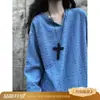 Suéter de punto elegante y genial, top de punto hueco estilo playa de manga larga, moderno y chic, estilo coreano, fino y ligero, unisex