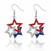 Pendientes de Amazon Transfronterizos para el Nuevo Día de la Independencia, Pendientes de Moda con Bandera Americana y Estrella de Cinco Puntas, Estilo Artístico Retro Europeo y Americano
