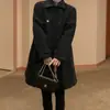 Tamaño Actualizado Invierno Coreano Reductor de Edad Doble Botonadura Holgado Estilo Muñeca Bolsillo Grande Lana Abrigo Mujer