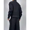 Chaqueta Corta de Patchwork Multicolor Transfronteriza para Hombre, Chaqueta de Béisbol Estilo Americano para Otoño y Primavera, Ropa Exterior de Gama Alta Roja y Negra