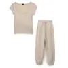 Marca Z Ropa Femenina Transfronteriza al por Mayor Verano Casual Conjunto de Dos Piezas Camiseta de Algodón Acanalado de Manga Corta + Pantalones Jogger 4174354
