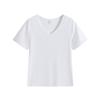 Camiseta de Verano Nuevo Estilo 200g Modal Talla Europea Cuello en V Manga Corta con Escote en Forma de Corazón y Estampado de Logo Transfronterizo Talla Europea Cuello en V