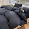 Popular conjunto de cuatro piezas de gasa fruncida de algodón lavado a rayas, conjunto de tres piezas para dormitorio estudiantil, sábana, sábana ajustable, suave y acogedor, diseño simple estilo japonés
