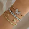 Novo conjunto de pulseiras com figura 8 infinito cravejado de diamantes, transfronteiriço europeu e americano, joias da moda em liga metálica simples retrô criativa, atacado