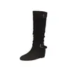 Mismo Estilo, con un Aumento de Altura Interna de 5 cm~ Moda Coreana, Hebilla Elegante, Botas Apiladas de Media Pantorrilla para Mujer, Nuevas Botas Martin de Otoño e Invierno