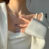 Moda Luz de Lujo Explosiva Cadena de Perlas Acero de Titanio Sin Color para Mujer Todo-partido Cadena de Clavícula de Gama Alta Accesorios Exquisitos Venta al por Mayor