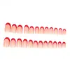 Set de Uñas Artísticas Transfronterizo Europeo y Americano de 24 Piezas, Estilo Chica Picante Simple y de Moda, Diseño Francés Rojo, Uñas Postizas de Forma Almendra de Longitud Media al por Mayor