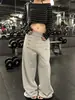 Pantalones deportivos y casuales estilo retro americano de corte, unisex, con múltiples filas de botones, cintura elástica y un corte holgado y ancho
