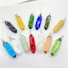 Explosiones de comercio exterior alrededor del colgante de columna hexagonal de seda, collar de cristal de piedra natural, joyería de bala enrollada a mano al por mayor