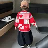 Suéter Infantil Outono Inverno 2026 Novo Estilo Malha Grossa Infantil Camada Base Festiva de Ano Novo Top Tendência