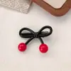 Novo Grampo de Cabelo Retro Coração Laço para Meninas com Cabelo Quebrado, Presilha de Franja com Pérola, Grampo de Cabelo, Doce Acessório de Cabelo Lateral