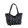Bolsa de Mão Grande com Estampa de Laço Feminina 2024 Nova Bolsa de Ombro Estilo Coreano Bolsa Tote para Sair Bolsa Grande