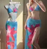 [Vacaciones de Diosa] Conjunto de Tres Piezas Bikini Estilo Isla, Atrevido Traje de Baño para Sesión de Fotos de Vacaciones para Mujeres