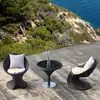 Jinyuanxuan Mesa de Café de Plástico Pe Tipo Mimbre para Exteriores, Patio, Cafetería, Hotel, Juego de Muebles de Tres Piezas para Ocio