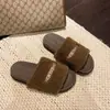 Pantuflas Planas de Felpa para Mujer, Nuevo Estilo Otoño/Invierno, Tira Única, Suela Suave Antideslizante, Zapatos de Casa, Pantuflas Versátiles de Moda
