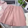 Shorts de Algodón Lavado para Mujer Verano Delgados Sueltos Adelgazantes Casuales Ins Modernos Cintura Alta Off-Wearing Sueltos Pantalones de Pierna Ancha