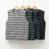 Chaleco de plumón para hombre Pinghu Otoño e Invierno Chaqueta ligera de plumón Forro de chaqueta con cuello redondo en V Color liso Talla grande Chaleco