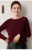 Nuevo Suéter de Punto para Mujer Otoño/Invierno de Primera Línea, Cuello Redondo, 100% Cachemira, Color Liso, Manga Larga, Capa Base