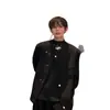 Nueva Chaqueta de Traje Estilo Chino para Hombre con Sentido del Diseño, Botones Metálicos, Hombreras, Traje Zhongshan de Cuello Alto de Nicho de Alta Gama con Sentido de Sofisticación