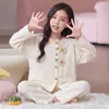 Pijama infantil, colección primavera y otoño, pijama fino de algodón de manga larga con estampado de nubes para niñas, nuevo estilo 2026, ropa de estar popular para niñas