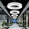 Lámpara Colgante Circular Hueca LED para Oficina, Iluminación Artística Circular para Gimnasio y Supermercado, Luz Decorativa Minimalista Moderna para Tienda