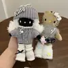 Original Otoño e Invierno Nuevo Cuero Negro Felpa Kt Visón Vestido Gato Gatito de Piernas Largas Muñeca Llavero Bolsa